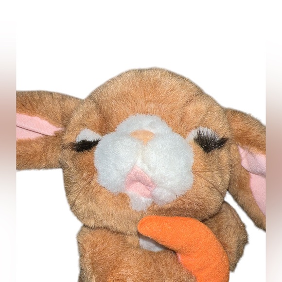 Vtg  Fine Toy Co Tan White Easter Bunny Rabbit Carrot Long Lashes Stuffed Plush - Picture 2 of 5